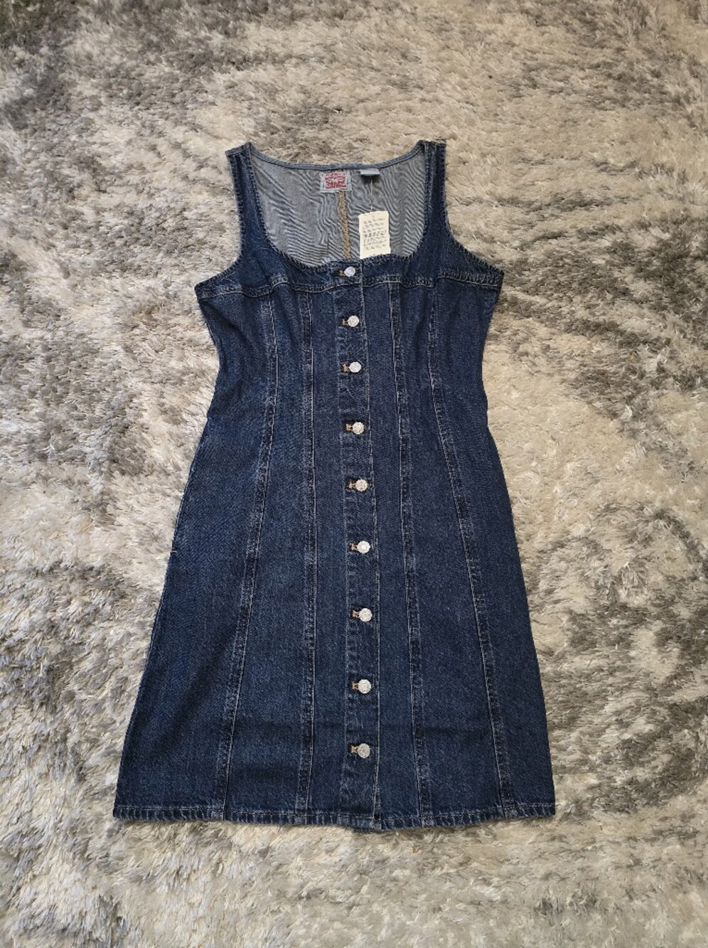 Levi's Dark Blue Denim Button-Front Overall Dress